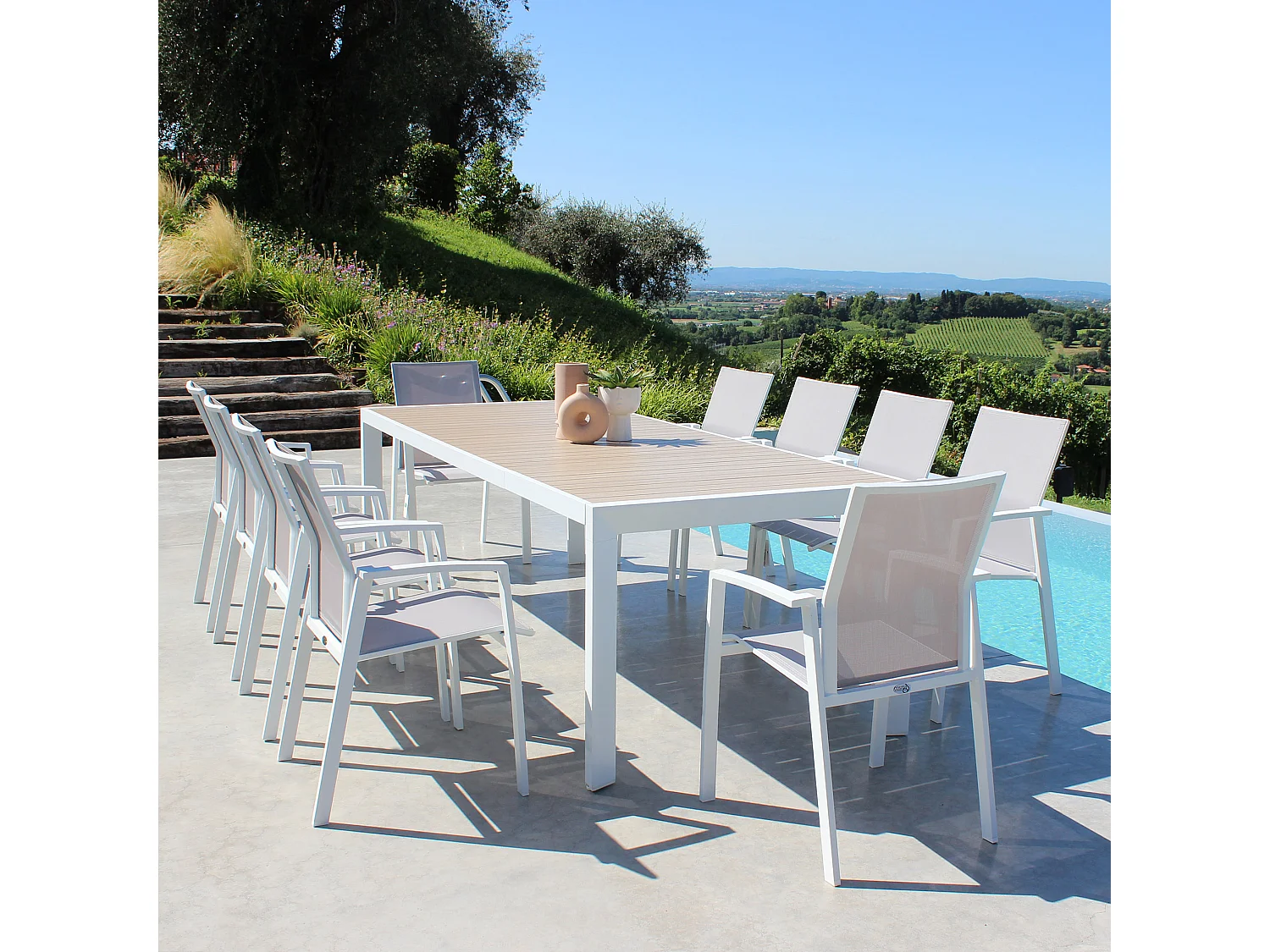 MilaniHome.it - tavolo in alluminio allungabile 190/250x100 cm di design per esterno giardino cm 190/250 x 100 x 75di coloreBianco