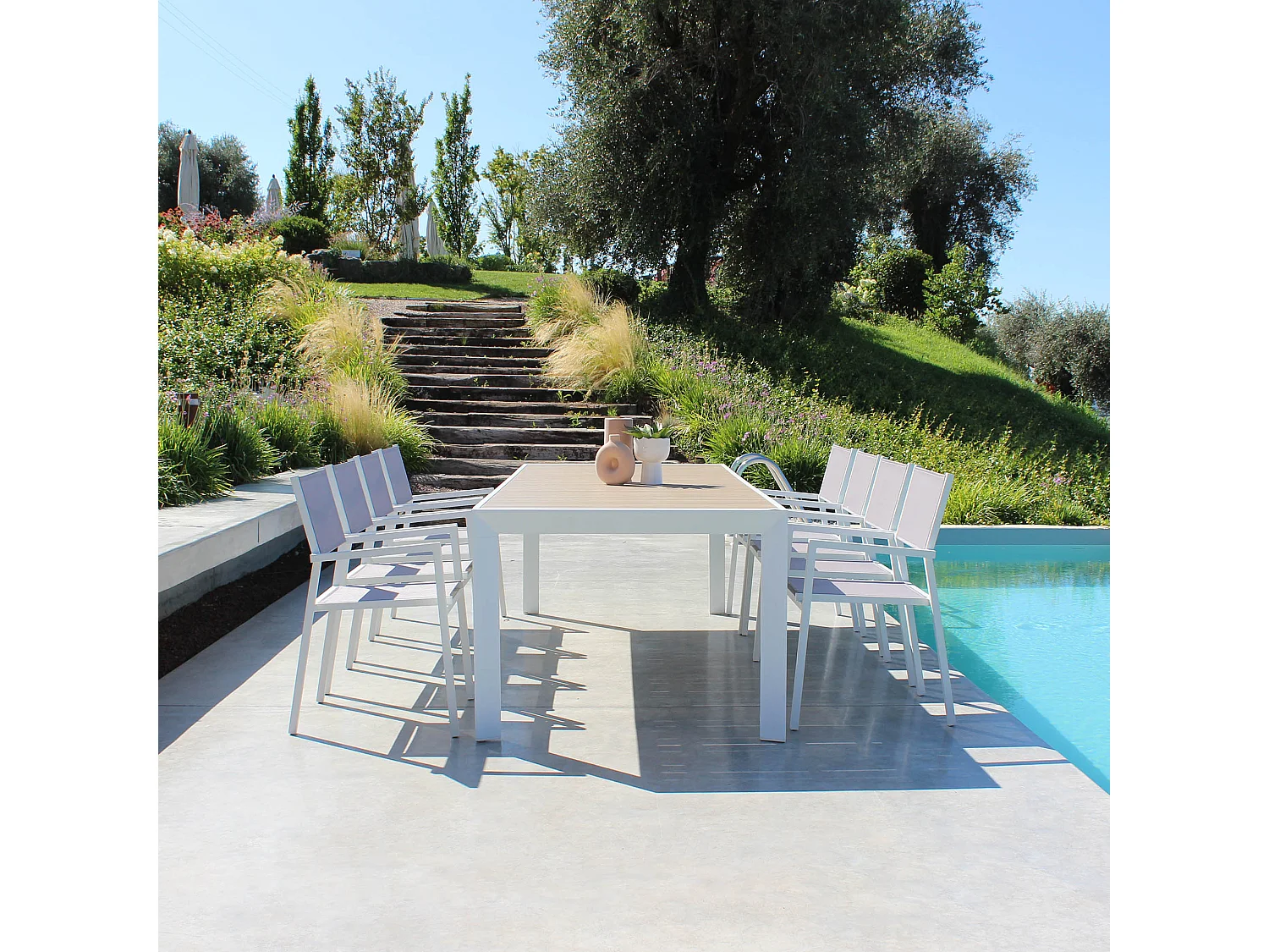 MilaniHome.it - tavolo in alluminio allungabile 190/250x100 cm di design per esterno giardino cm 190/250 x 100 x 75di coloreBianco