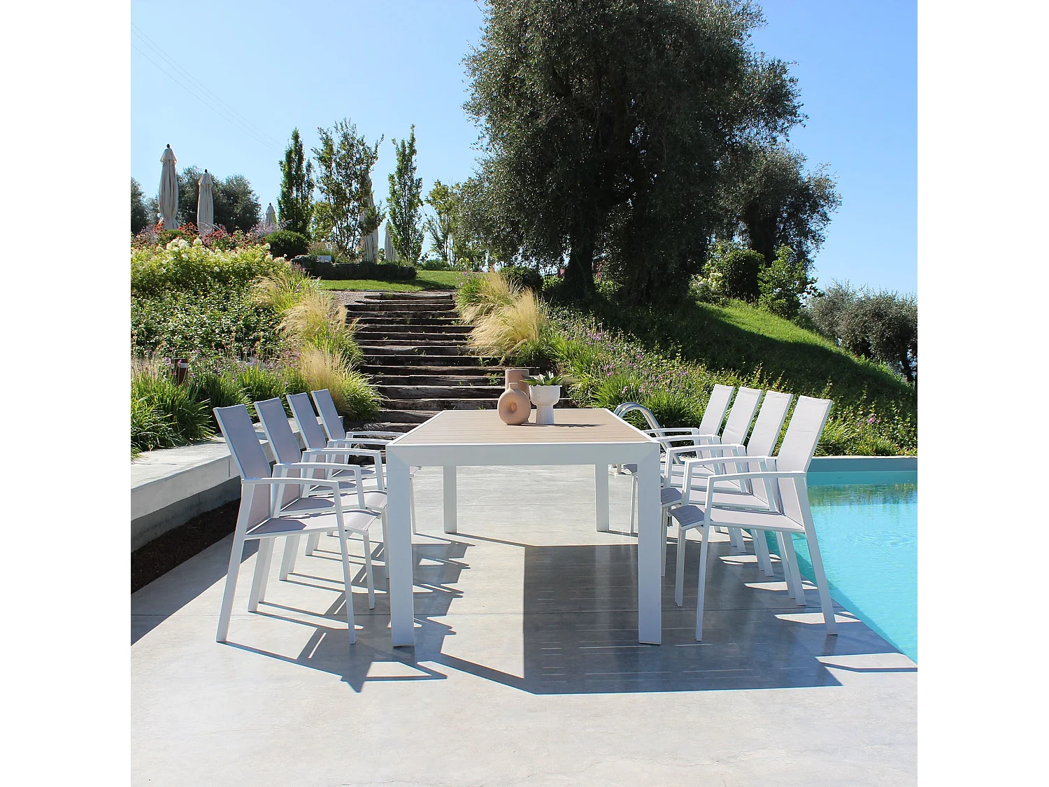 MilaniHome.it - tavolo in alluminio allungabile 190/250x100 cm di design per esterno giardino cm 190/250 x 100 x 75di coloreBianco