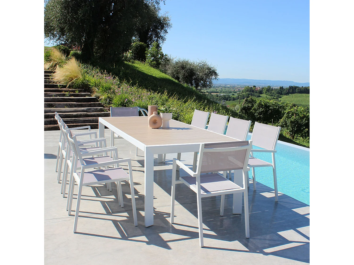 MilaniHome.it - tavolo in alluminio allungabile 190/250x100 cm di design per esterno giardino cm 190/250 x 100 x 75di coloreBianco