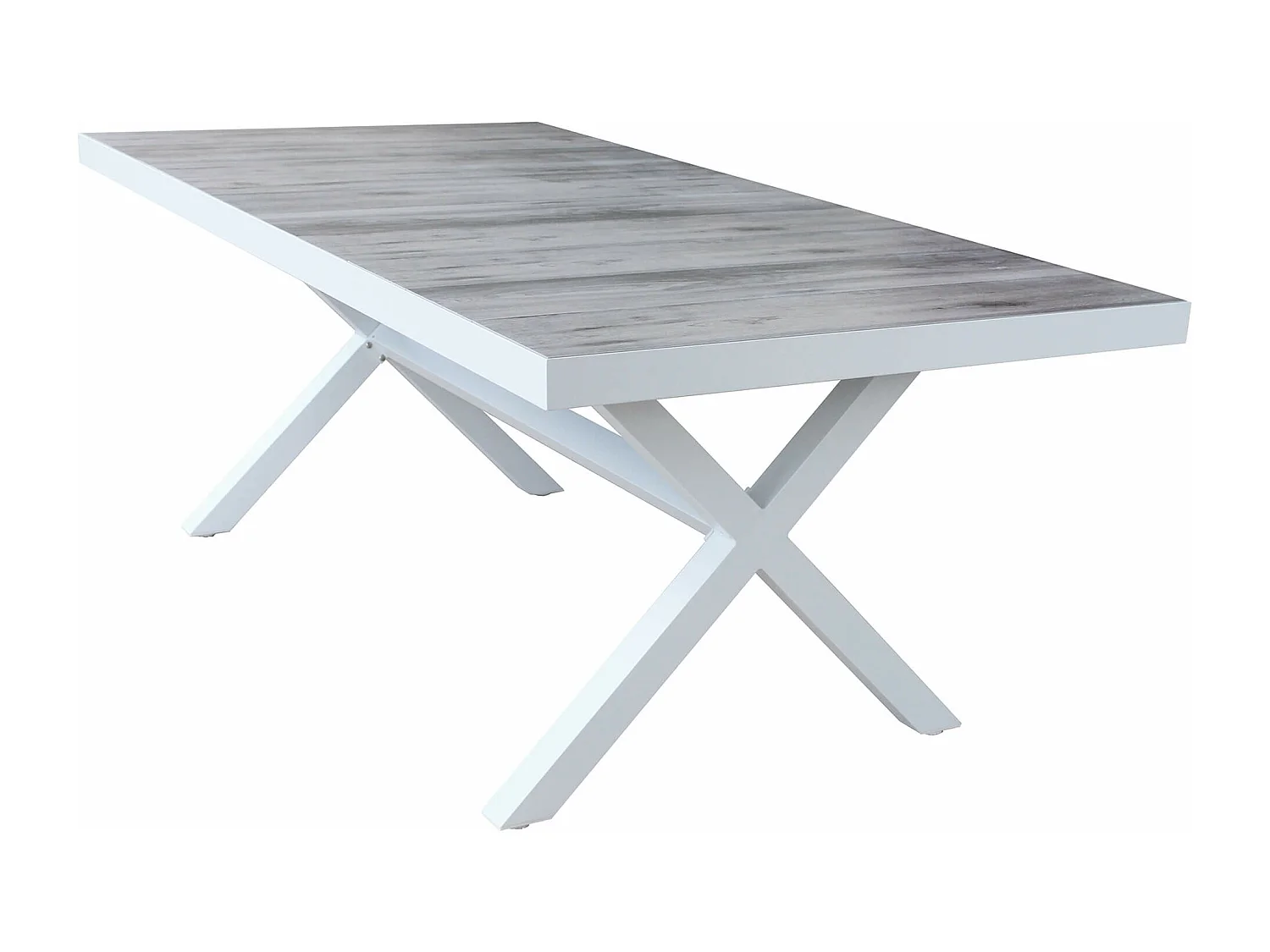 MilaniHome.it - tavolo da giardino in alluminio e ceramica effetto legno di design moderno per esternocm 200 x 100 x 75 hdi coloreBianco