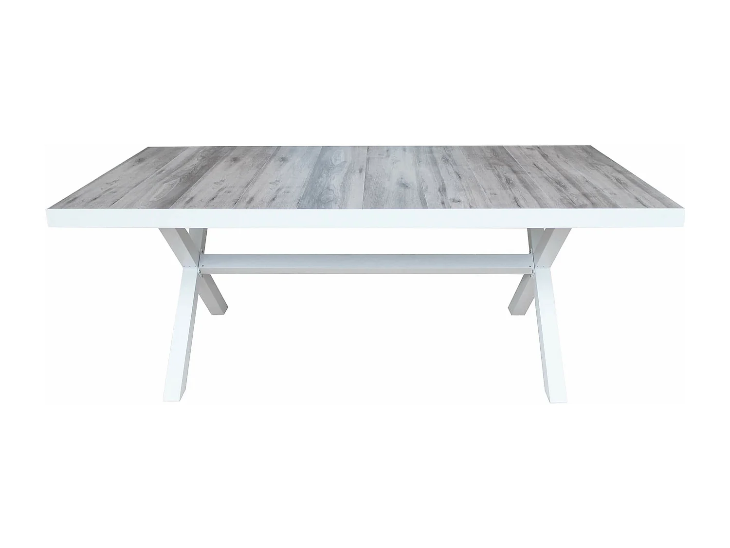 MilaniHome.it - tavolo da giardino in alluminio e ceramica effetto legno di design moderno per esternocm 200 x 100 x 75 hdi coloreBianco