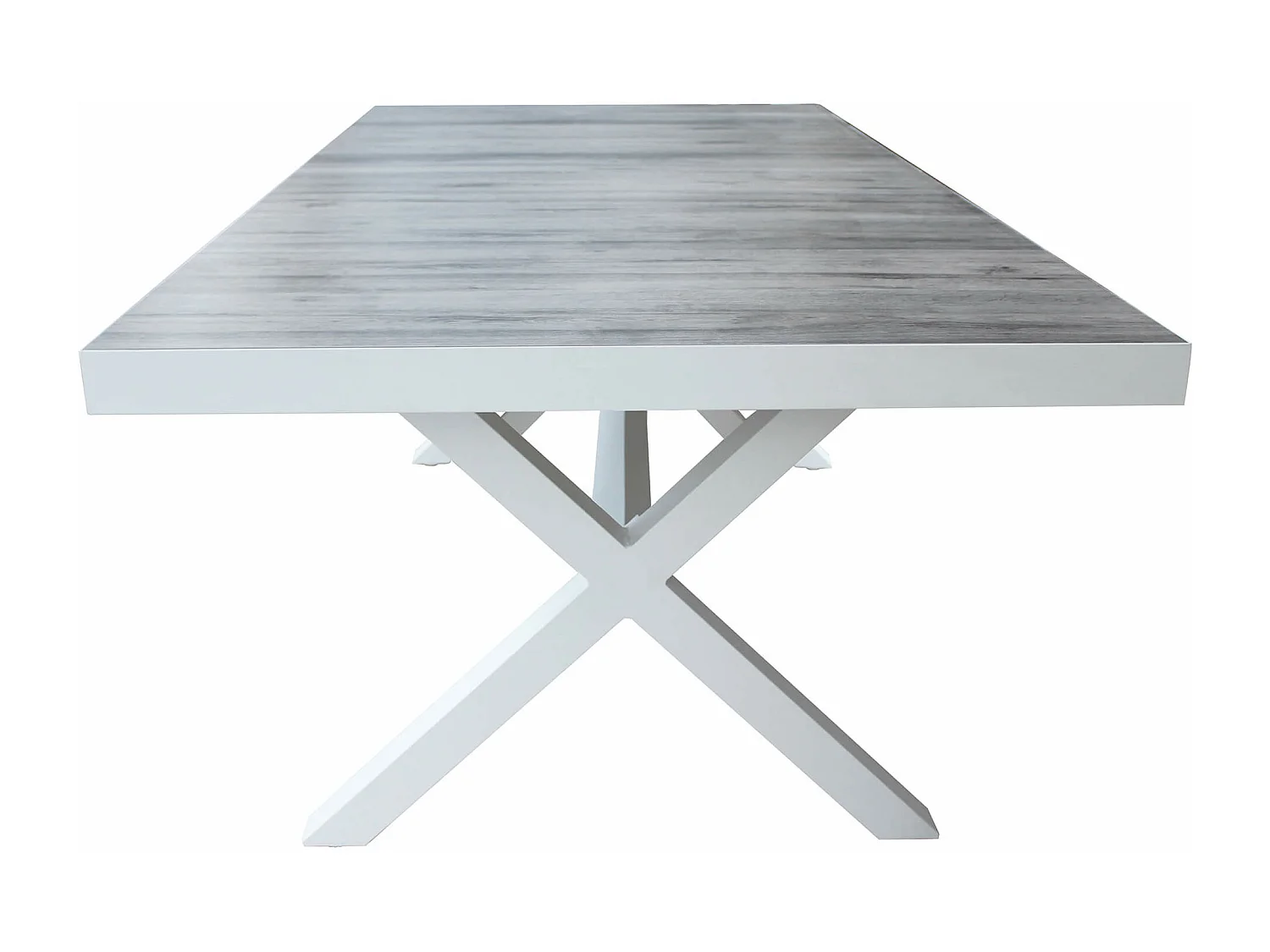 MilaniHome.it - tavolo da giardino in alluminio e ceramica effetto legno di design moderno per esternocm 200 x 100 x 75 hdi coloreBianco