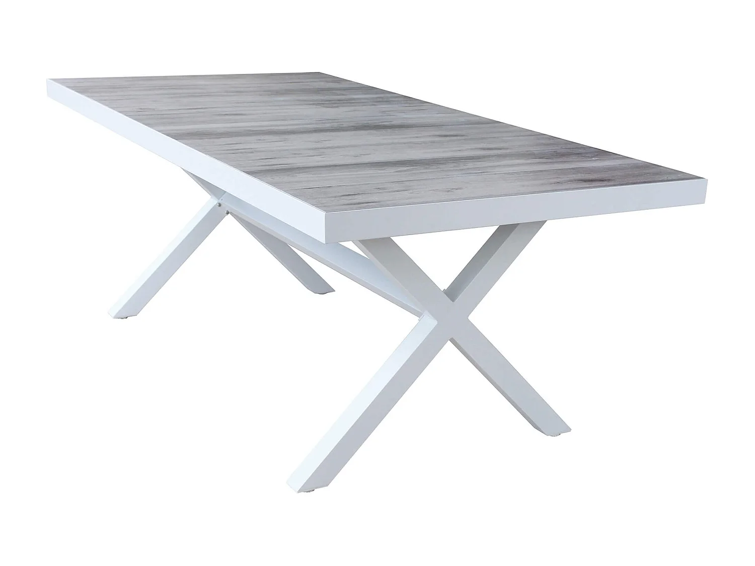 MilaniHome.it - tavolo da giardino in alluminio e ceramica effetto legno di design moderno per esternocm 200 x 100 x 75 hdi coloreBianco