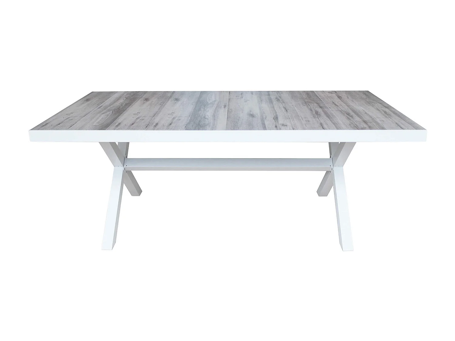 MilaniHome.it - tavolo da giardino in alluminio e ceramica effetto legno di design moderno per esternocm 200 x 100 x 75 hdi coloreBianco