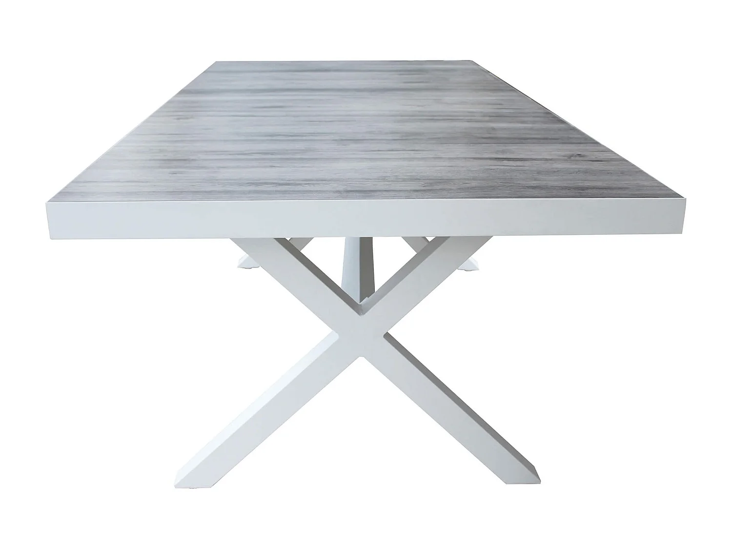 MilaniHome.it - tavolo da giardino in alluminio e ceramica effetto legno di design moderno per esternocm 200 x 100 x 75 hdi coloreBianco