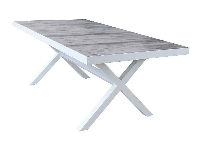 MilaniHome.it - tavolo da giardino in alluminio e ceramica effetto legno di design moderno per esternocm 200 x 100 x 75 hdi coloreBianco