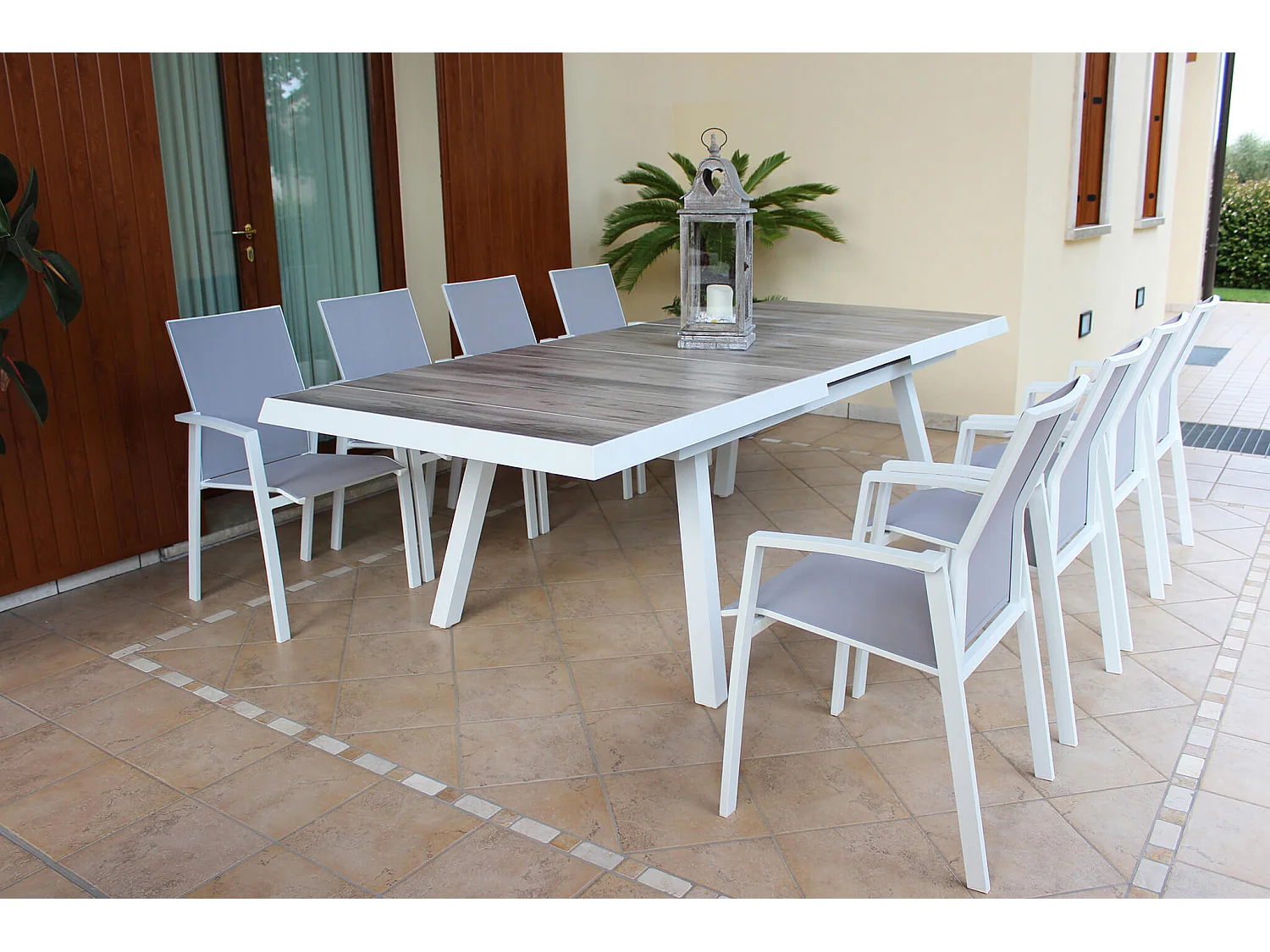 MilaniHome.it - tavolo da giardino allungabile in gres 205/265x105 di design moderno vintage cm 205/265 x 105 x 75 hdi coloreBianco