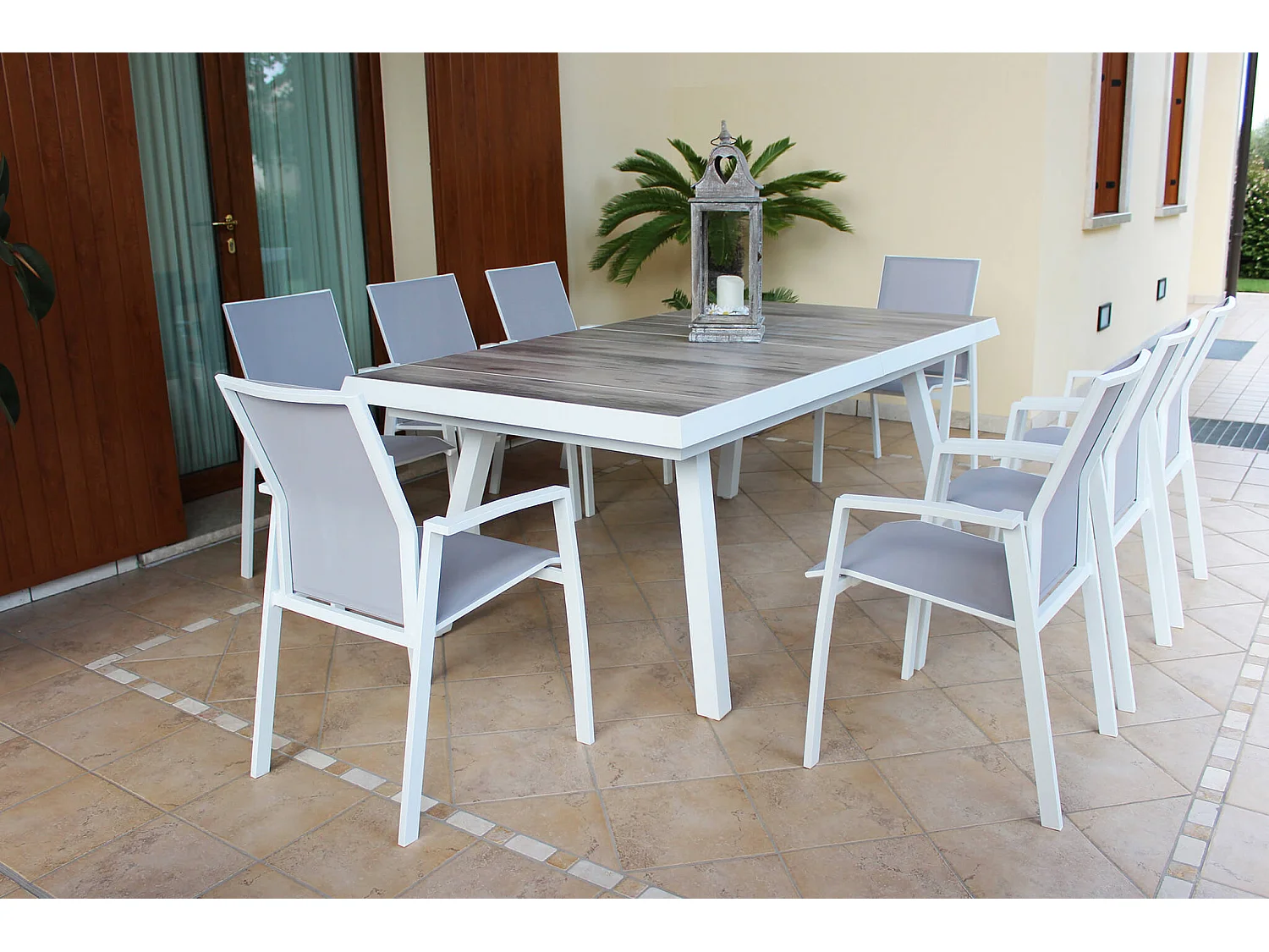 MilaniHome.it - tavolo da giardino allungabile in gres 205/265x105 di design moderno vintage cm 205/265 x 105 x 75 hdi coloreBianco