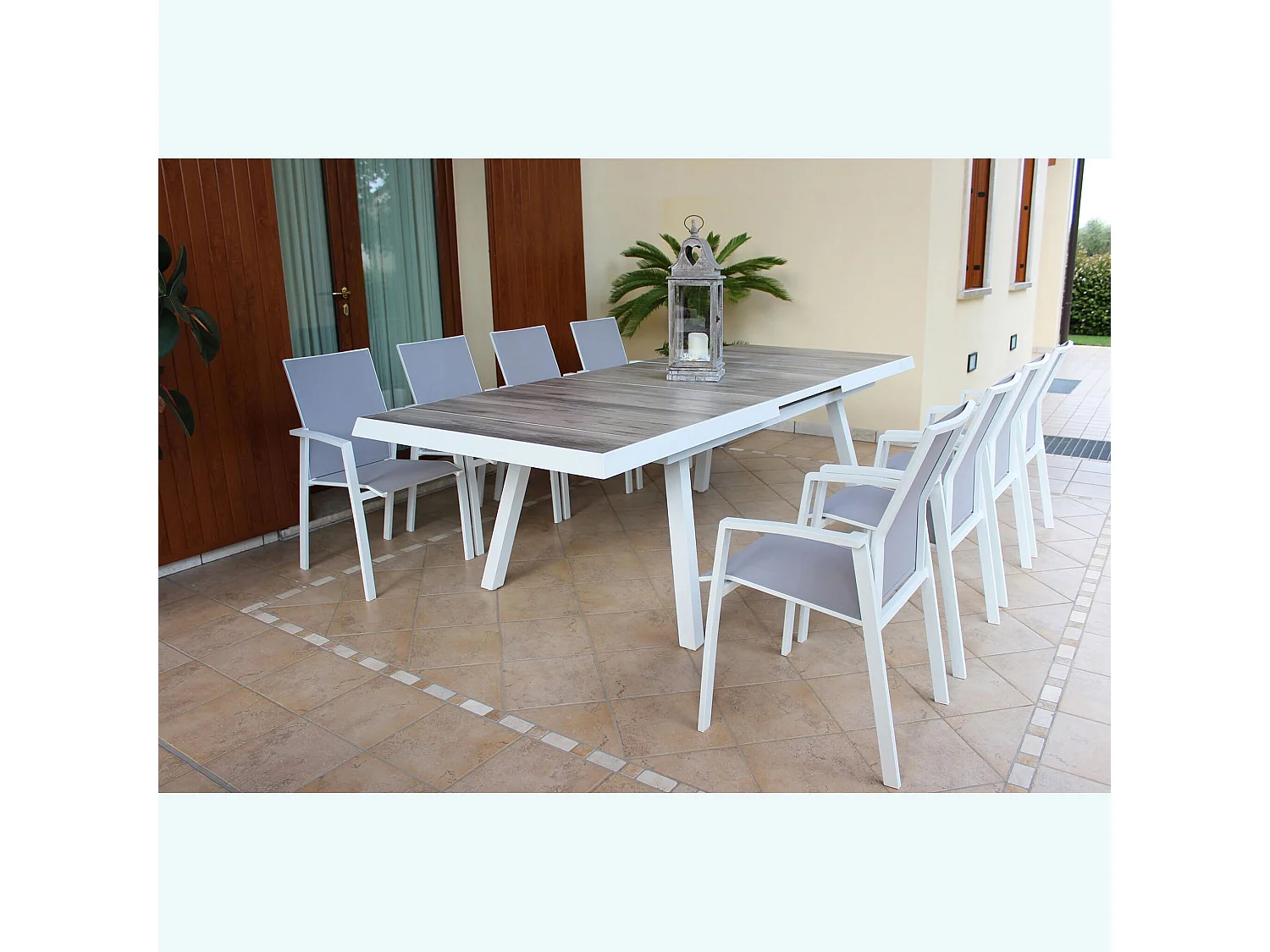 MilaniHome.it - tavolo da giardino allungabile in gres 205/265x105 di design moderno vintage cm 205/265 x 105 x 75 hdi coloreBianco