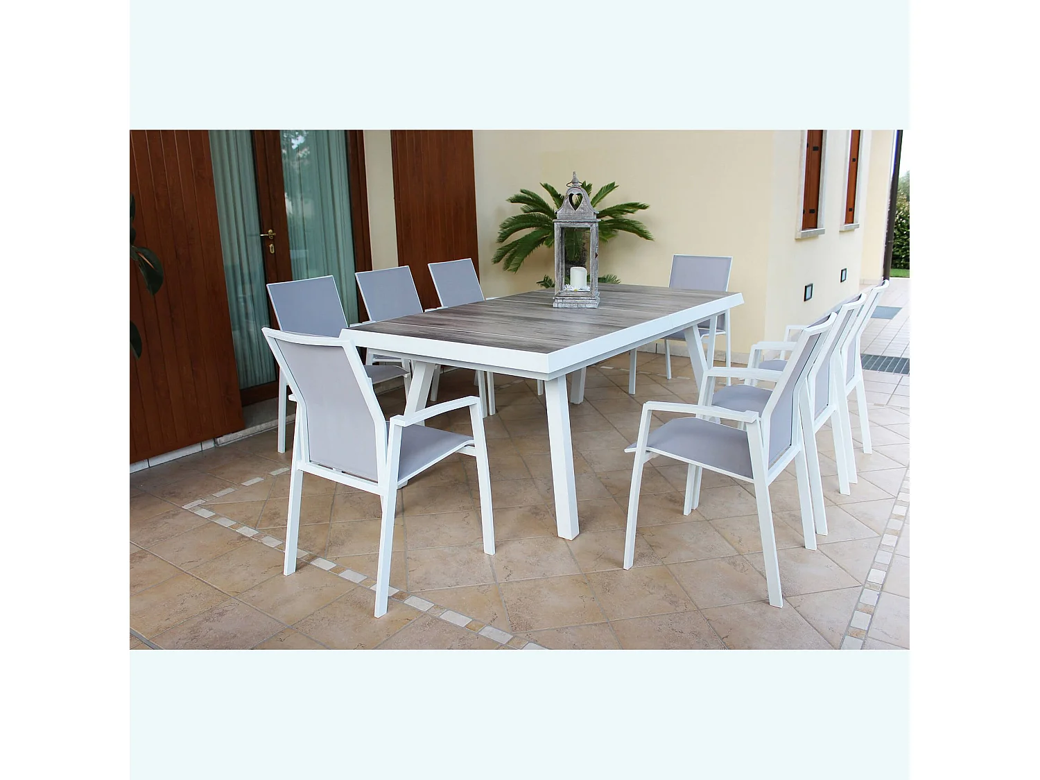 MilaniHome.it - tavolo da giardino allungabile in gres 205/265x105 di design moderno vintage cm 205/265 x 105 x 75 hdi coloreBianco