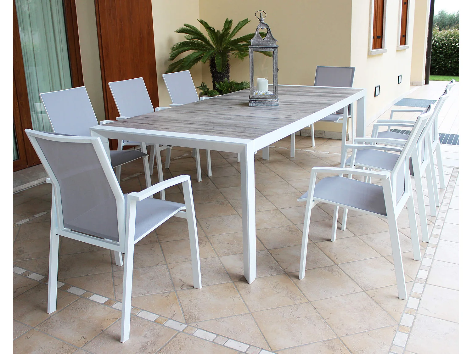 MilaniHome.it - tavolo da giardino allungabile in gres 205/265x105 di design moderno vintage cm 175/235 x 100 x 75 hdi coloreBianco