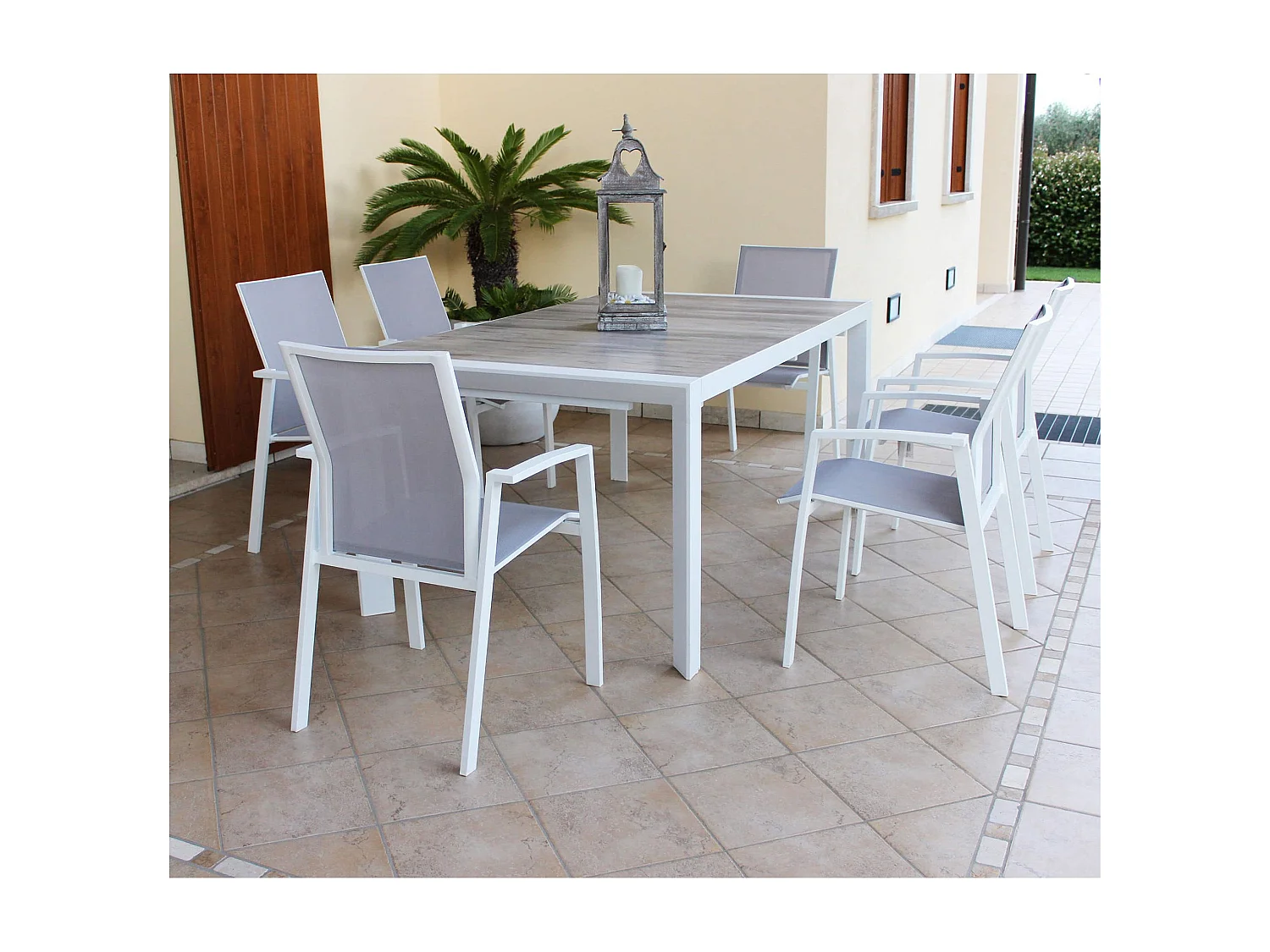 MilaniHome.it - tavolo da giardino allungabile in gres 205/265x105 di design moderno vintage cm 175/235 x 100 x 75 hdi coloreBianco