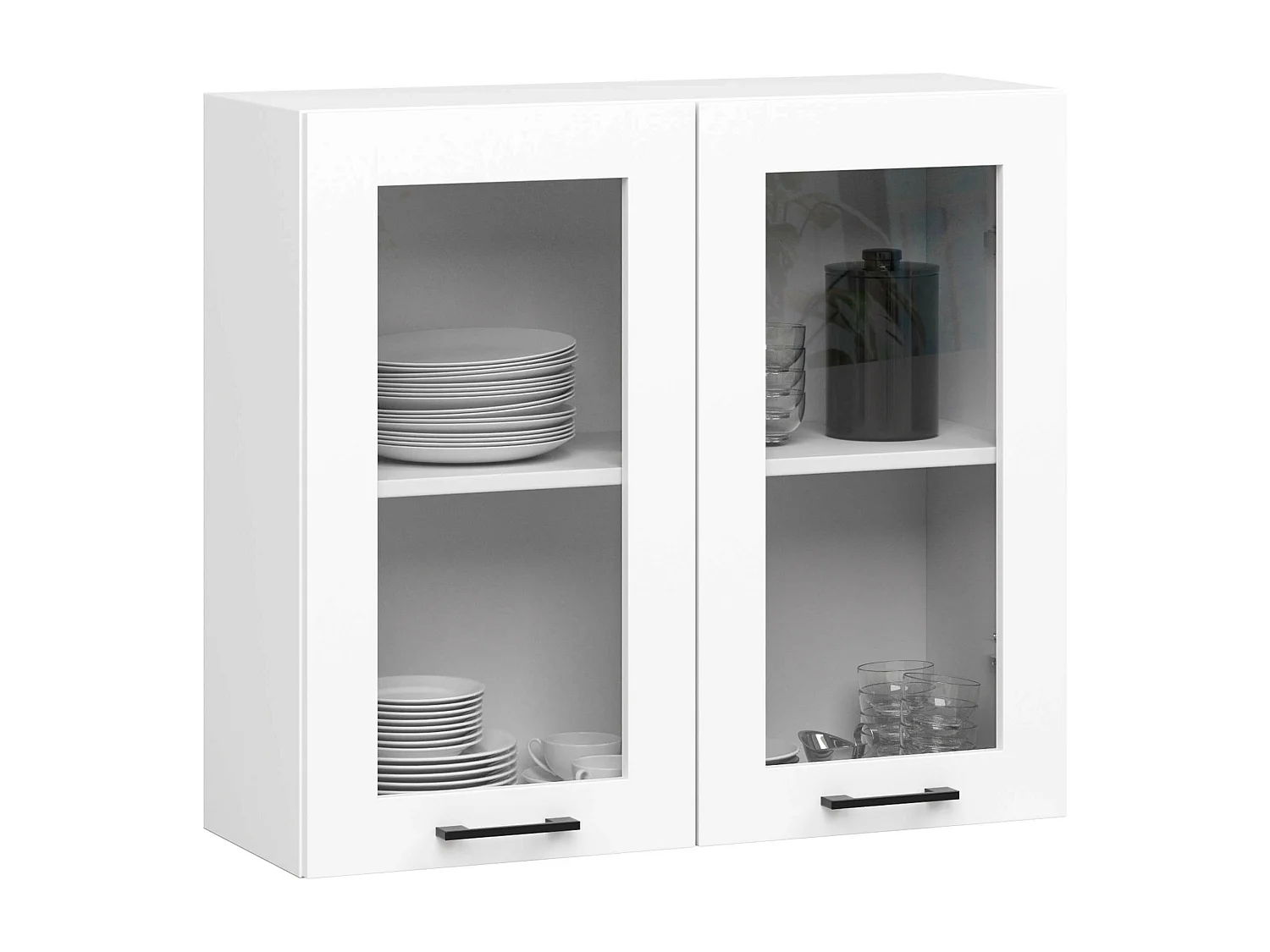 Vitrine de cuisine AKORD OLIWIA W80 H720 Blanche 80 cm 2 portes façade Blanche 2 étagères 80x30,5x72 cm