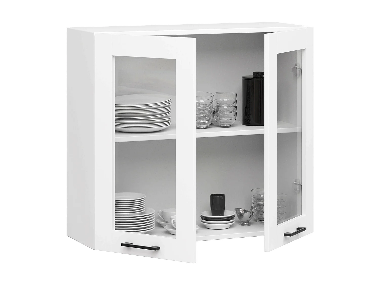 Vitrine de cuisine AKORD OLIWIA W80 H720 Blanche 80 cm 2 portes façade Blanche 2 étagères 80x30,5x72 cm