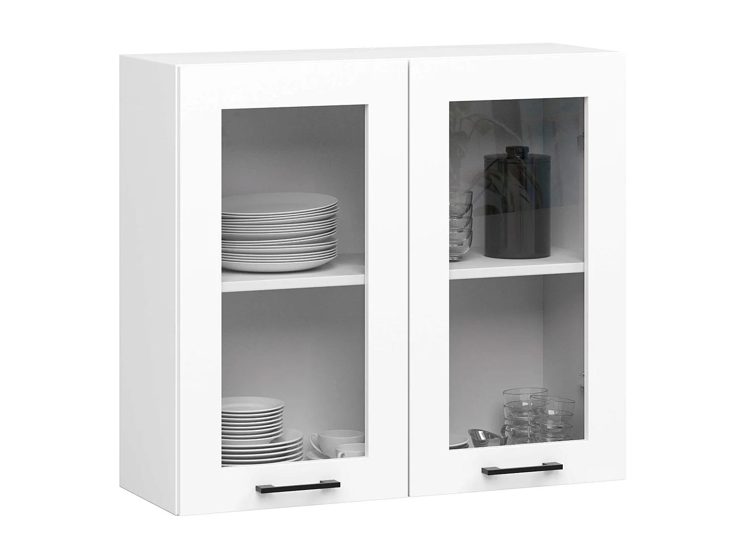 Vitrine de cuisine AKORD OLIWIA W80 H720 Blanche 80 cm 2 portes façade Blanche 2 étagères 80x30,5x72 cm