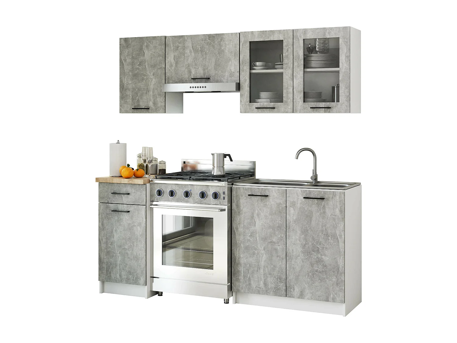 Szafka kuchenna wisząca witryna AKORD OLIWIA W80 Biała 80 cm 2 drzwi kolor Beton mat 2 półki 80x30,5x58 cm