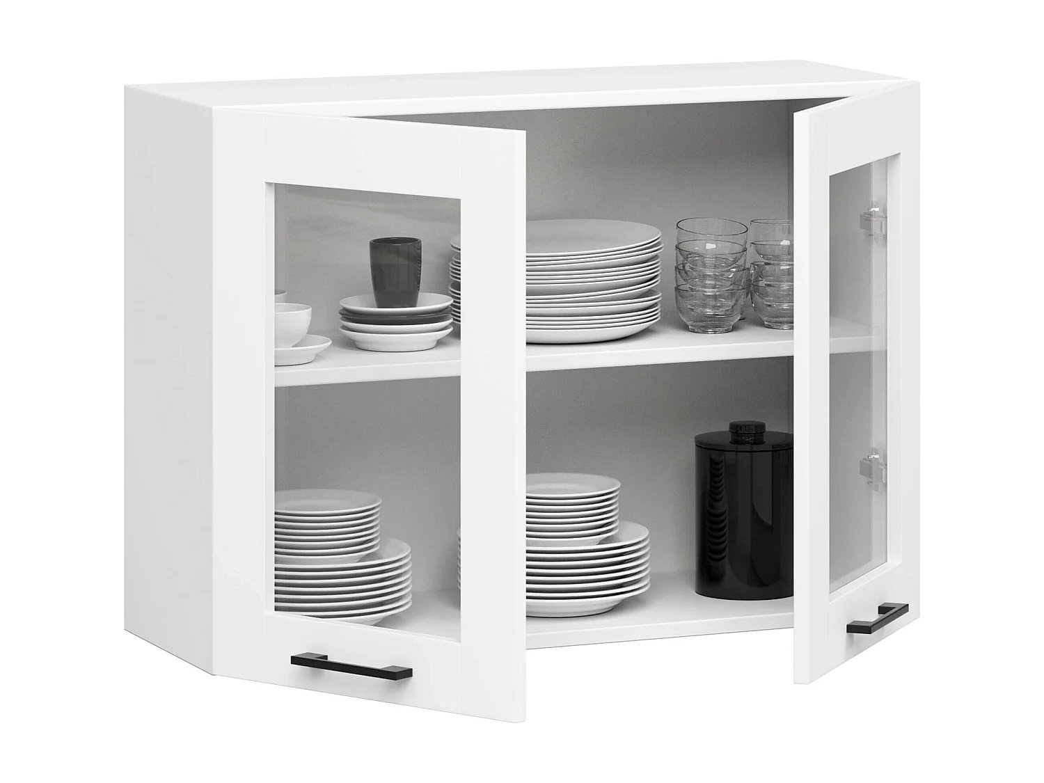 Szafka kuchenna wisząca witryna AKORD OLIWIA W80 Biała 80 cm 2 drzwi kolor Biały mat 2 półki 80x30,5x58 cm