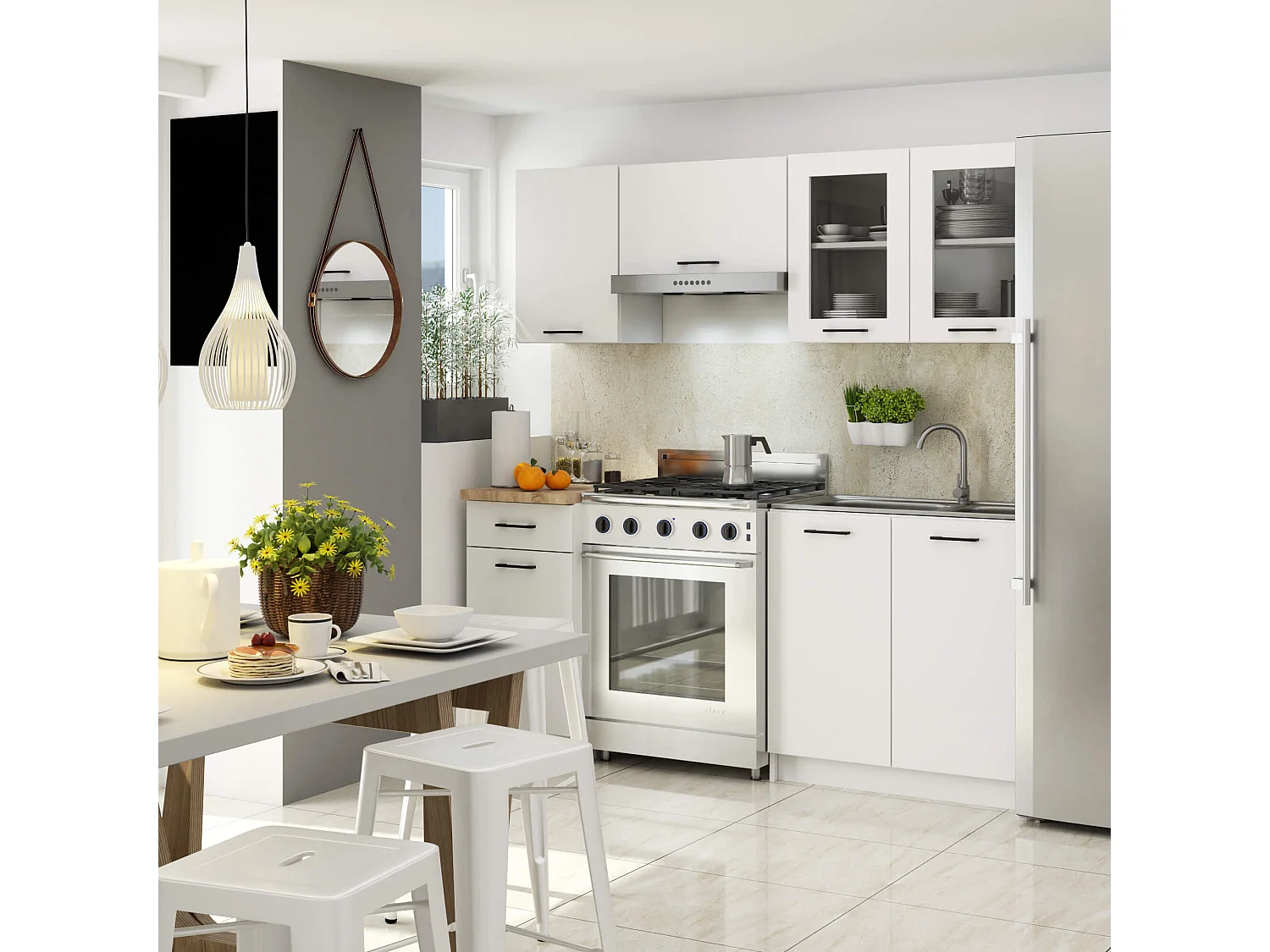 Szafka kuchenna wisząca witryna AKORD OLIWIA W80 Biała 80 cm 2 drzwi kolor Biały mat 2 półki 80x30,5x58 cm