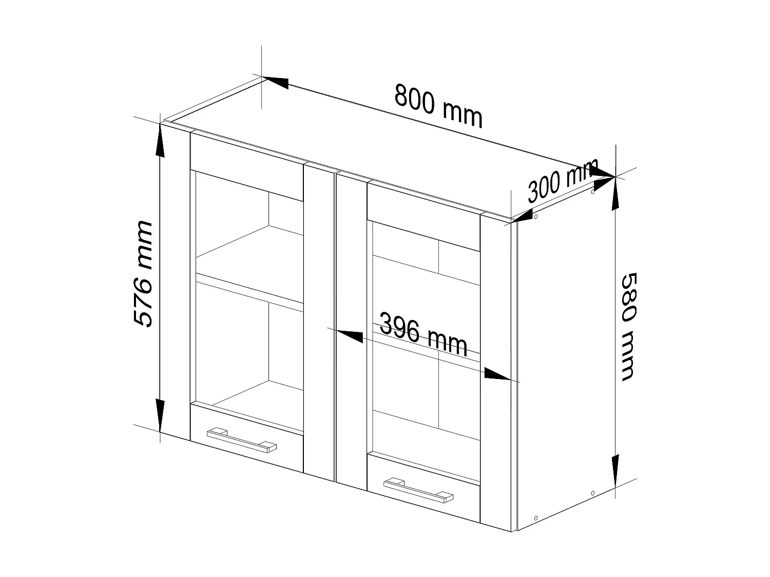 Szafka kuchenna wisząca witryna AKORD OLIWIA W80 Biała 80 cm 2 drzwi kolor Biały mat 2 półki 80x30,5x58 cm