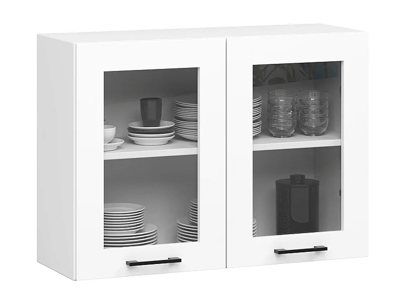 Szafka kuchenna wisząca witryna AKORD OLIWIA W80 Biała 80 cm 2 drzwi kolor Biały mat 2 półki 80x30,5x58 cm