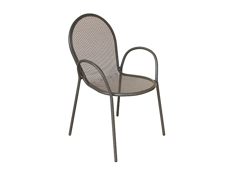 MilaniHome.it - Poltrona Sedia Impilabile In Ferro Taupe Per Esterno Giardino, Portico, Ristorante, Gelateria Bar Hotel Albergodi coloreTaupe