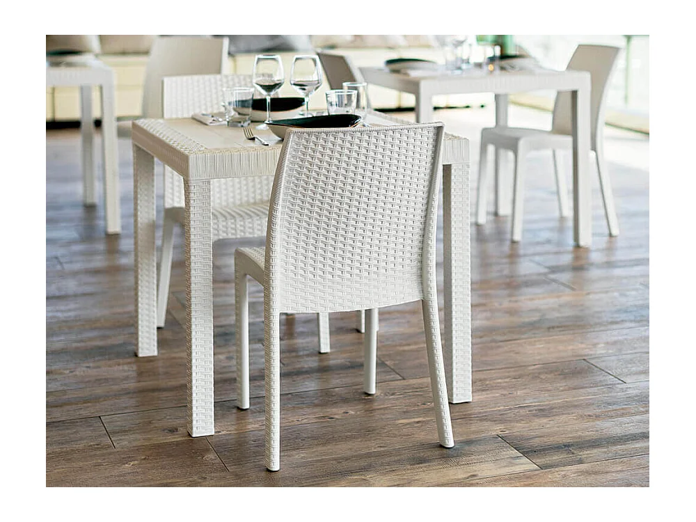 MilaniHome.it - Sedia Da Giardino Impilabile In Wicker Stampato Bianco Da Esterno Giardino Terrazzo Portico Locale Bardi coloreBianco