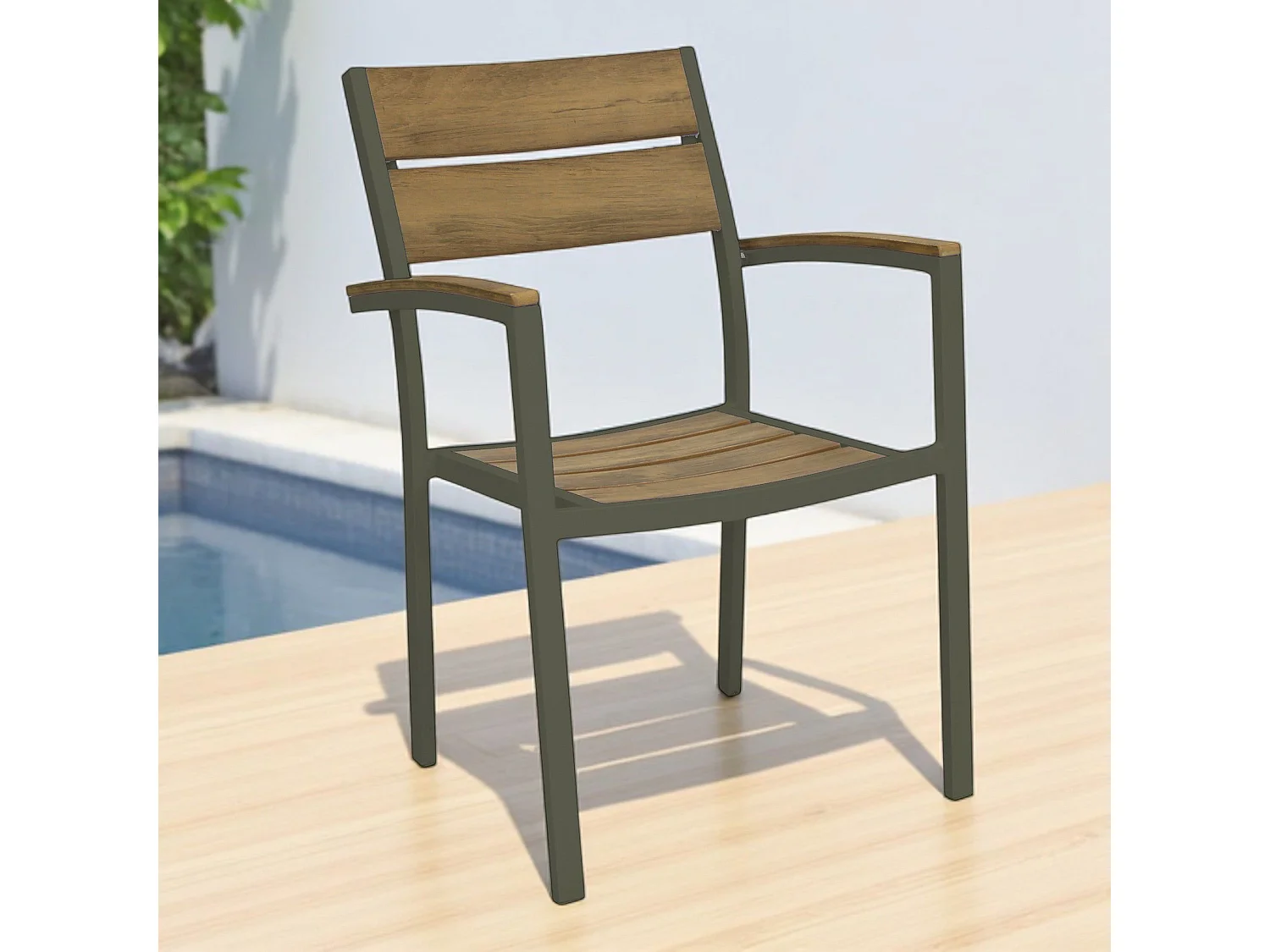 MilaniHome.it - Poltrona Sedia Impilabile In Alluminio E Polywood Da Esterno Giardino, Per Ristorante Agriturismo Albergo Hotel Colore Taupedi coloreTaupe