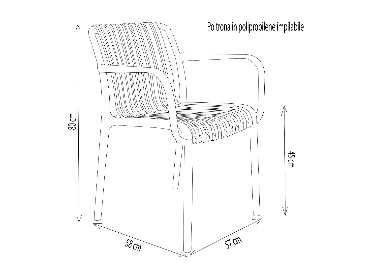 MilaniHome.it - poltrona da giardino in polipropilene design moderno per esterno giardino di coloreAntracite