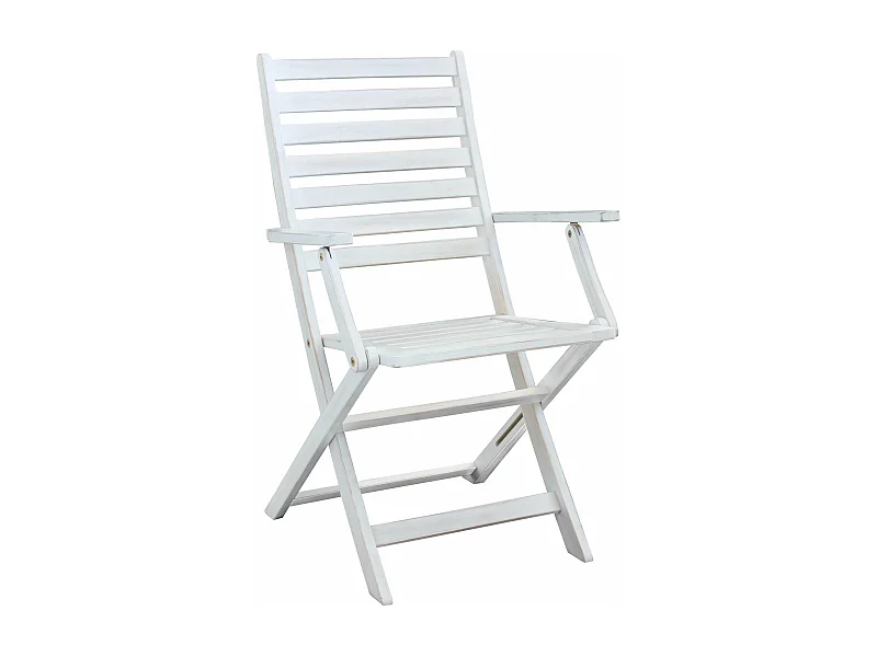 MilaniHome.it - Poltrona In Legno Di Acacia Bianca Per Esterno Giardino Portico Ristorante Bar Hotel Albergo Agriturismodi coloreBianco