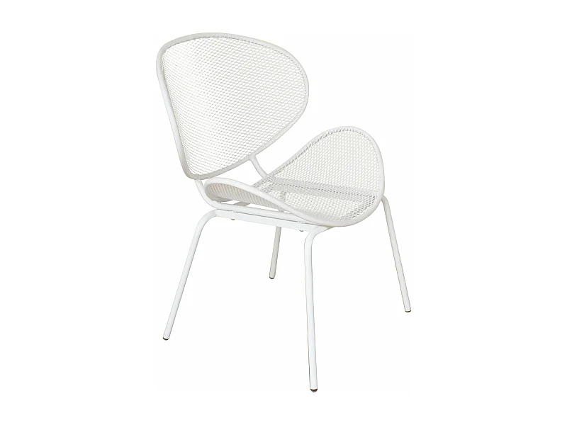 MilaniHome.it - Poltrona Sedia Impilabile In Ferro Bianco Bianca Per Esterno Giardino, Portico, Ristorante, Gelateria Bar Hotel Albergodi coloreBianco