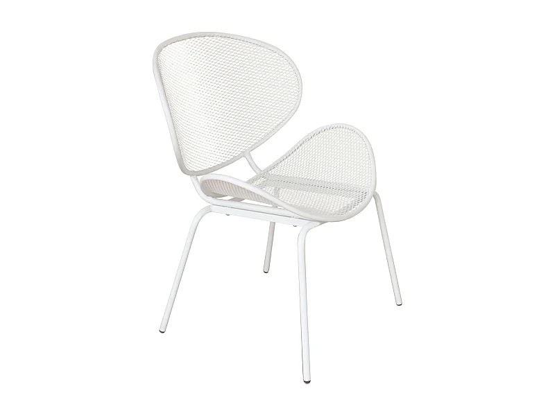 MilaniHome.it - Poltrona Sedia Impilabile In Ferro Bianco Bianca Per Esterno Giardino, Portico, Ristorante, Gelateria Bar Hotel Albergodi coloreBianco