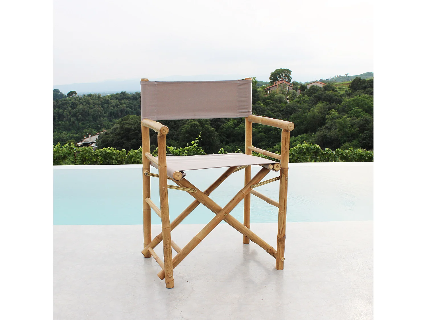 MilaniHome.it - poltrona regista in bamboo di design per esterno giardino cm 60 l x 44 p x 88 hdi coloreTortora