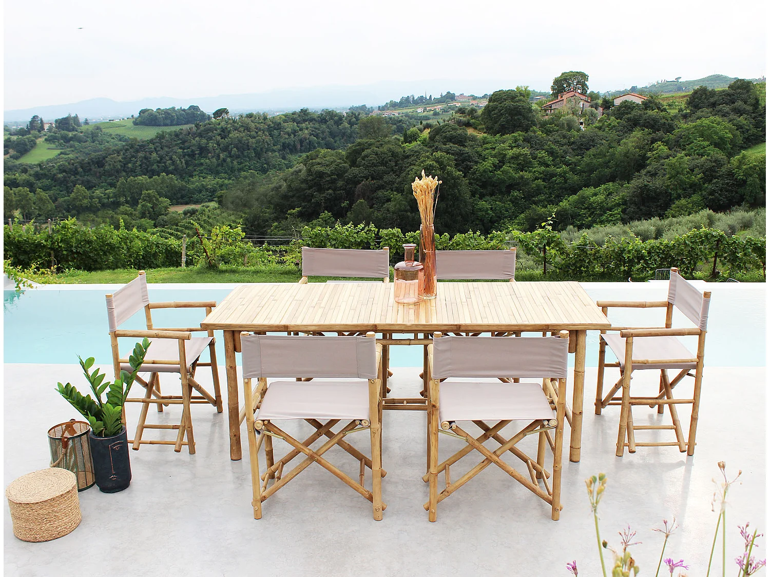 MilaniHome.it - poltrona regista in bamboo di design per esterno giardino cm 60 l x 44 p x 88 hdi coloreTortora