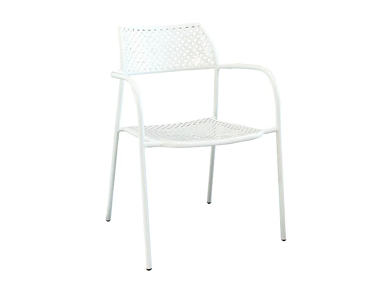 MilaniHome.it - Poltrona Impilabile In Ferro Bianco Per Esterno Giardino, Portico, Ristorante, Gelateria Bar Hotel Albergodi coloreBianco