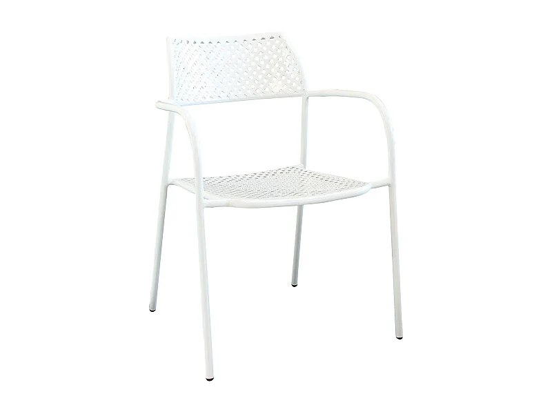 MilaniHome.it - Poltrona Impilabile In Ferro Bianco Per Esterno Giardino, Portico, Ristorante, Gelateria Bar Hotel Albergodi coloreBianco