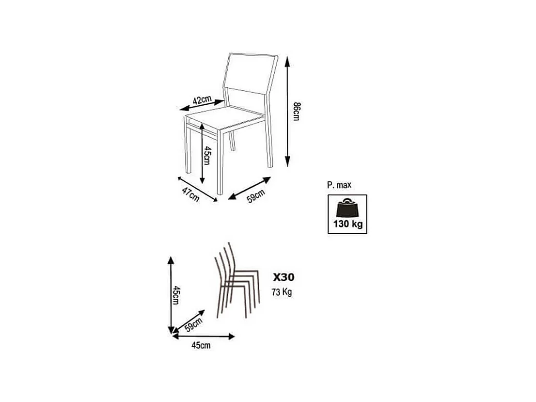MilaniHome.it - Sedia Impilabile In Alluminio Bianco E Textilene Da Esterno Giardino, Per Ristorante Agriturismo Albergo Hoteldi coloreBianco