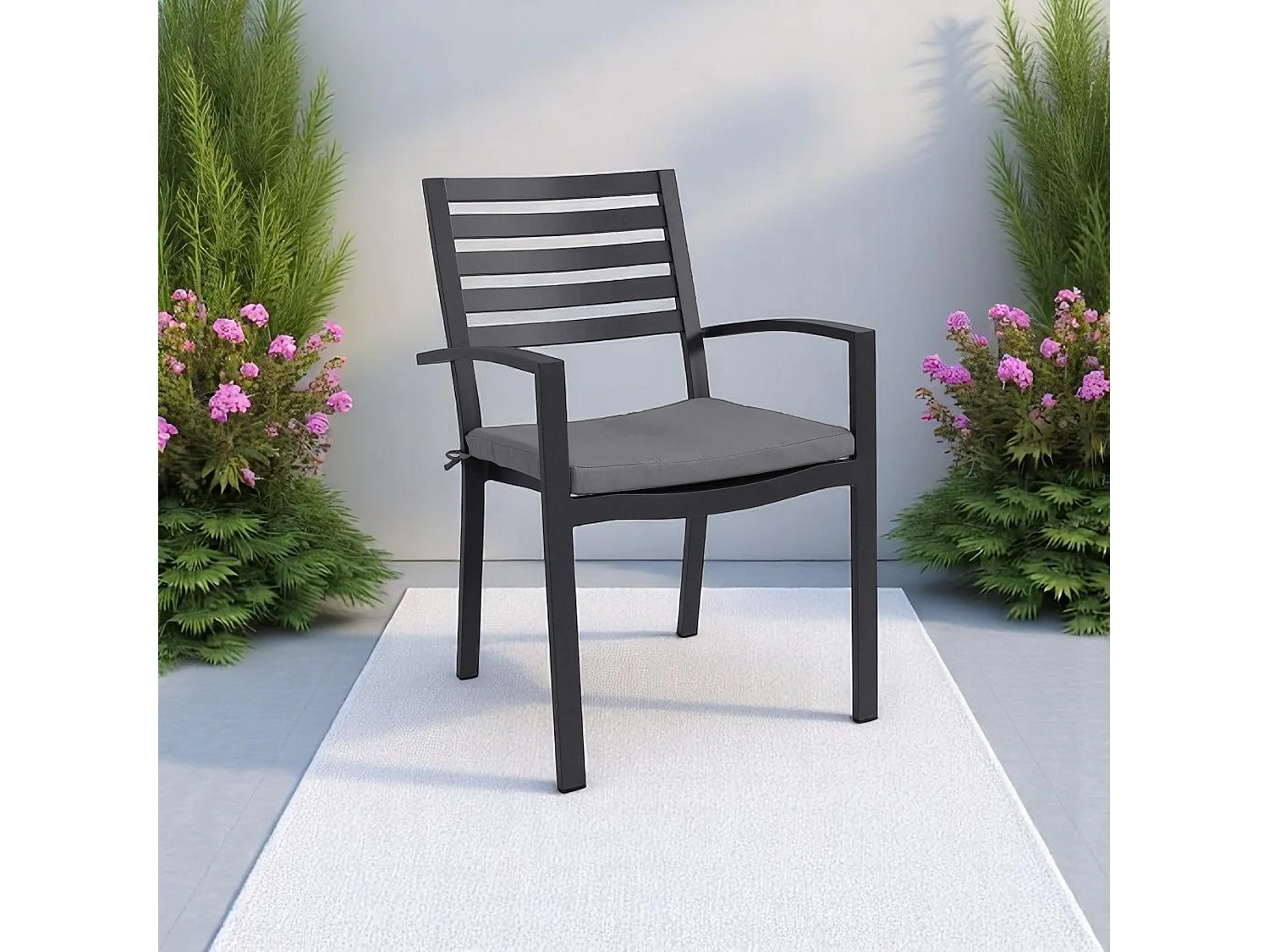 MilaniHome.it - Poltrona Impilabile In Alluminio Bianco Con Cuscino Da Esterno Giardino Per Bar Ristorante Agriturismo Pasticceria Albergo Hoteldi coloreAntracite