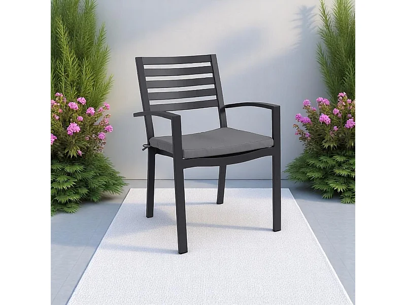 MilaniHome.it - Poltrona Impilabile In Alluminio Bianco Con Cuscino Da Esterno Giardino Per Bar Ristorante Agriturismo Pasticceria Albergo Hoteldi coloreAntracite