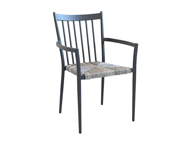 MilaniHome.it - Poltrona Da Giardino In Alluminio E Rattan Sintetico Impilabile Colore Antracite,Grigiodi coloreAntracite