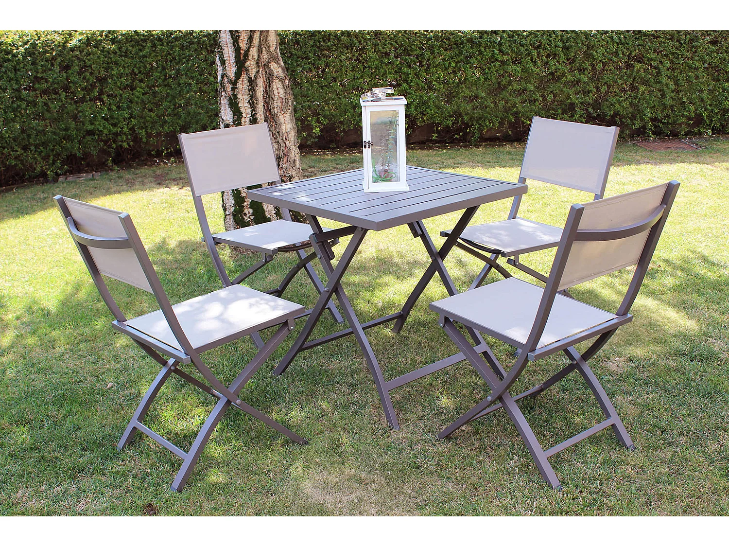 MilaniHome.it - Sedia Da Giardino In Alluminio E Textilene Pieghevole Salvaspazio Colore Taupedi coloreTaupe