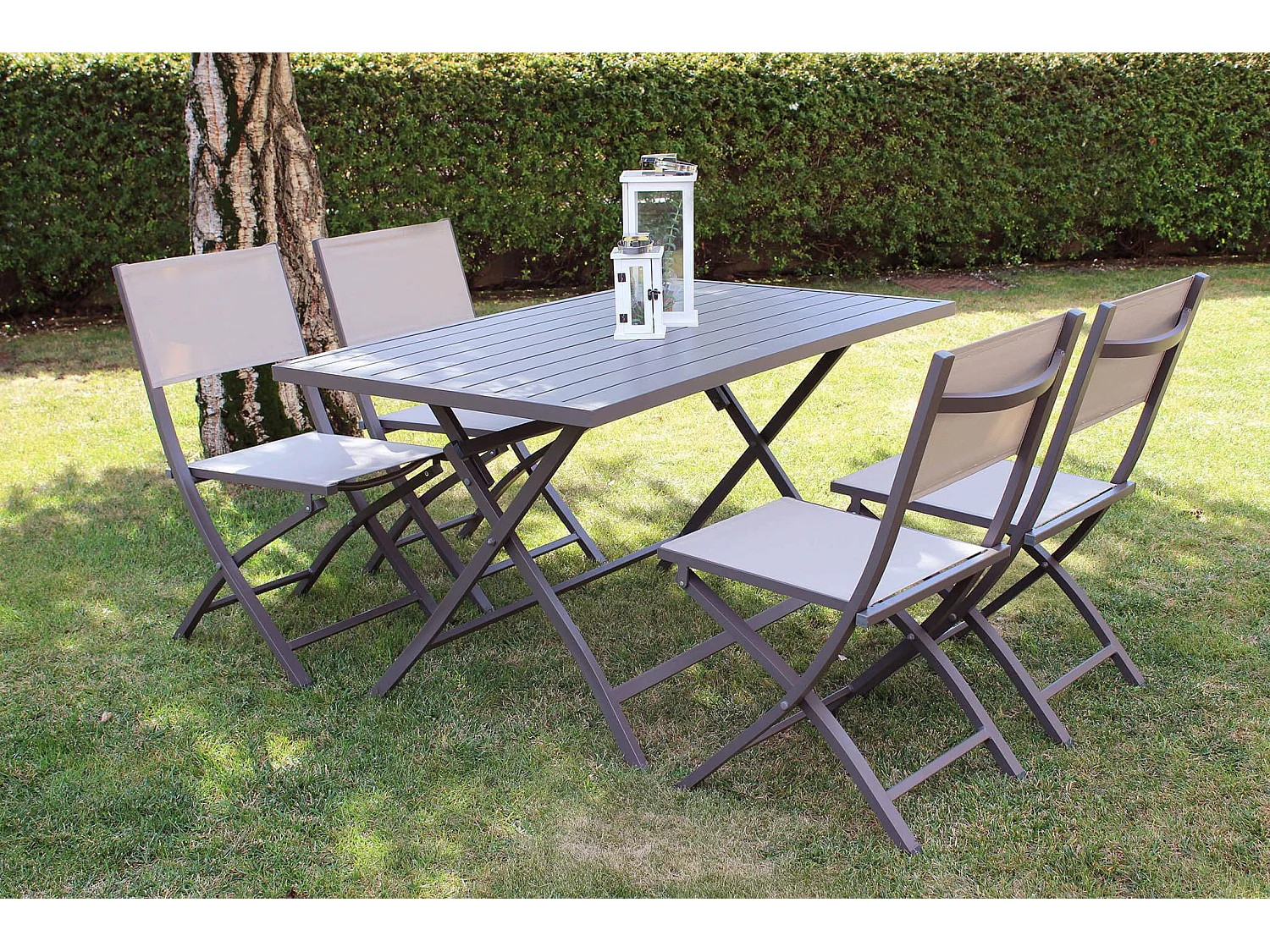 MilaniHome.it - Sedia Da Giardino In Alluminio E Textilene Pieghevole Salvaspazio Colore Taupedi coloreTaupe