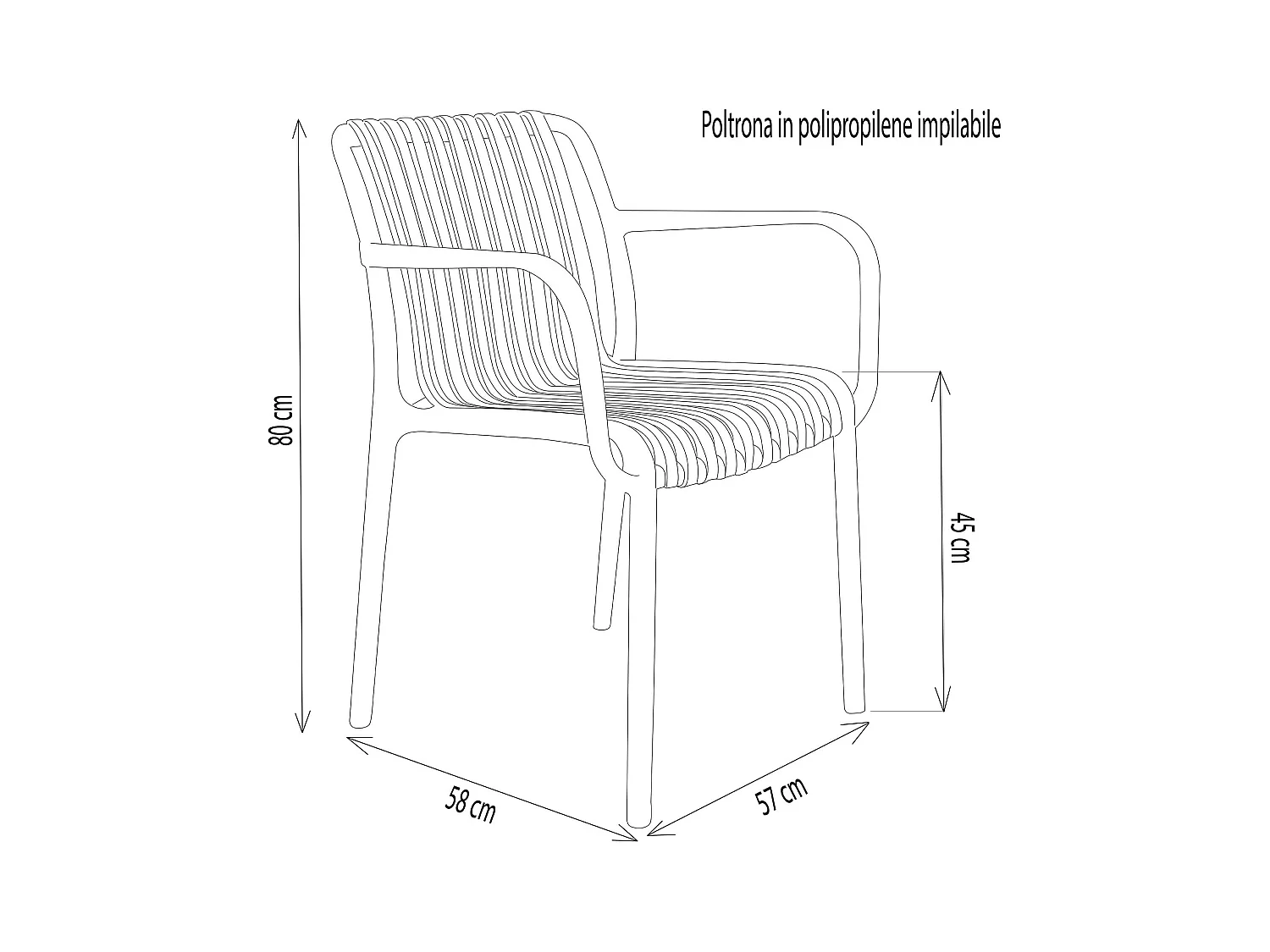 MilaniHome.it - poltrona da giardino in polipropilene di design moderno per giardino di coloreBianco