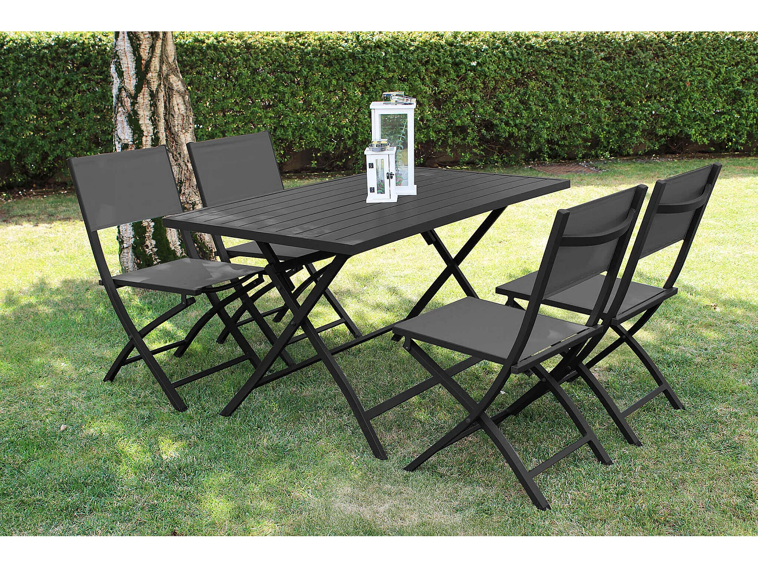 MilaniHome.it - Sedia Da Giardino In Alluminio E Textilene Pieghevole Salvaspazio Colore Bianco,Grigiodi coloreAntracite