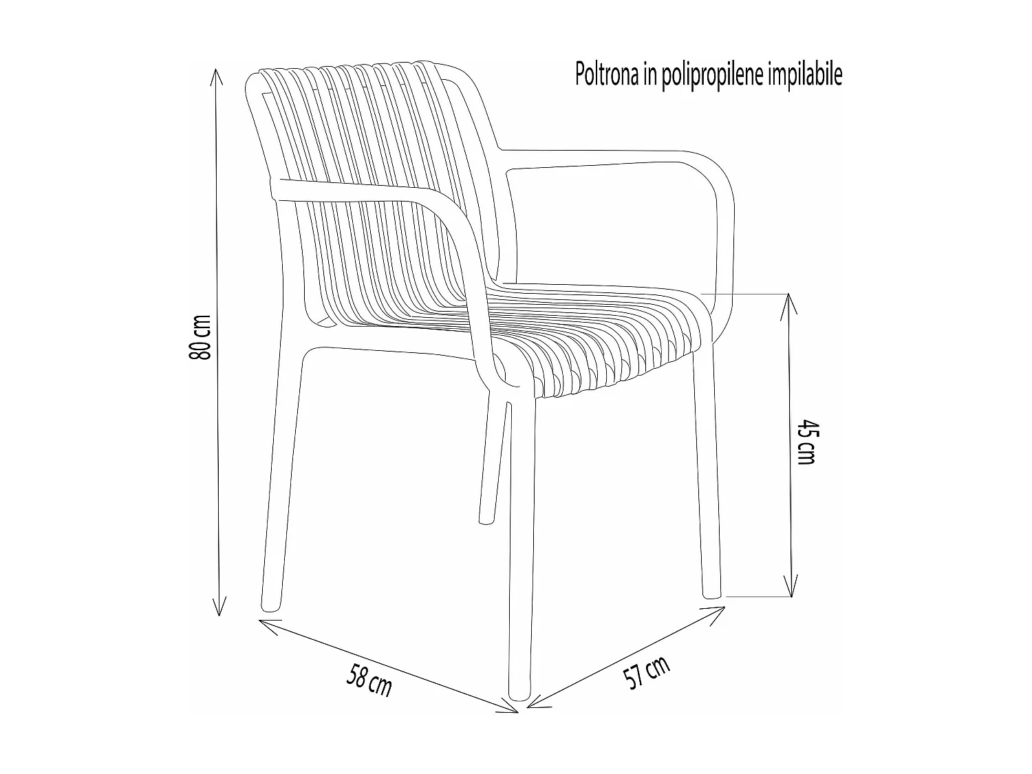 MilaniHome.it - poltrona da giardino in polipropilene design moderno per esterno giardino di coloreTaupe
