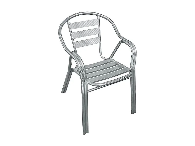 MilaniHome.it - Poltrona Bar Impilabile In Alluminio Con Braccioli E Doppio Tubo Per Esterno Portico Ristorante Gelateria Hotel Albergodi coloreGrigio