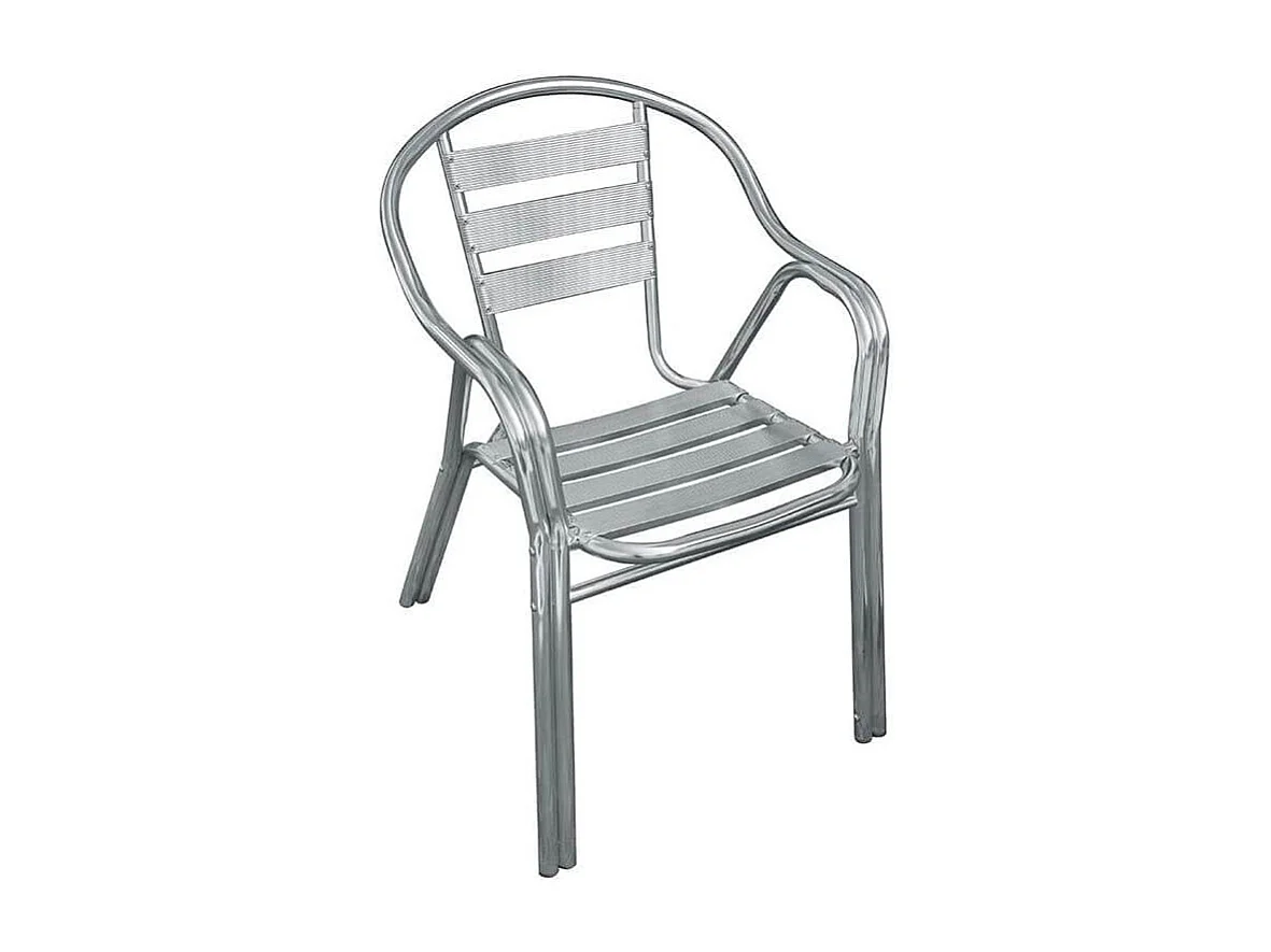 MilaniHome.it - Poltrona Bar Impilabile In Alluminio Con Braccioli E Doppio Tubo Per Esterno Portico Ristorante Gelateria Hotel Albergodi coloreGrigio