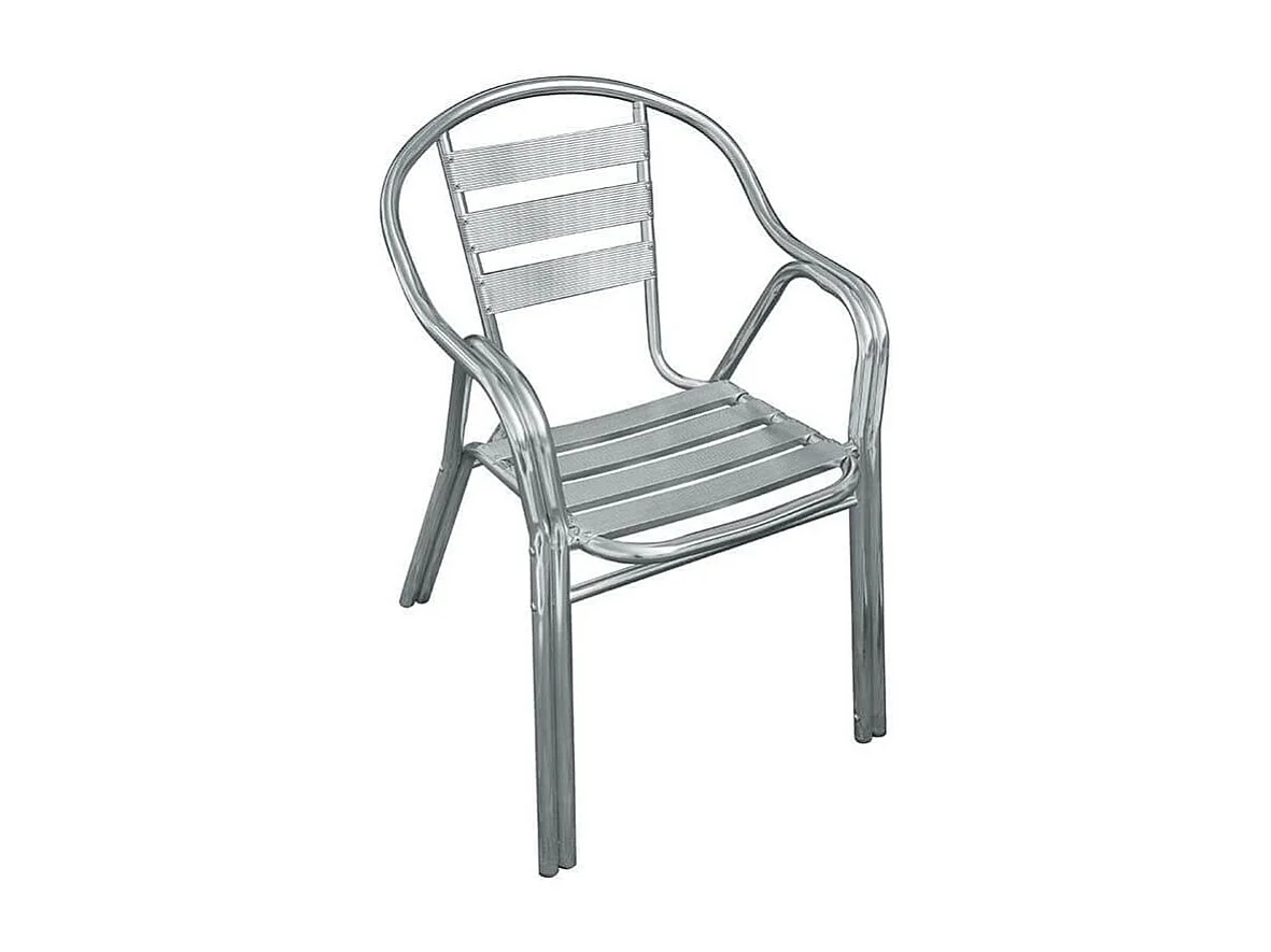 MilaniHome.it - Poltrona Bar Impilabile In Alluminio Con Braccioli E Doppio Tubo Per Esterno Portico Ristorante Gelateria Hotel Albergodi coloreGrigio