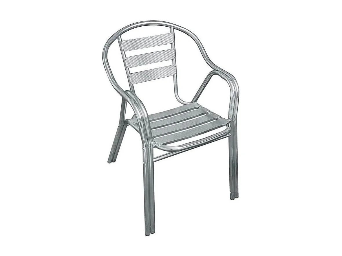 MilaniHome.it - Poltrona Bar Impilabile In Alluminio Con Braccioli E Doppio Tubo Per Esterno Portico Ristorante Gelateria Hotel Albergodi coloreGrigio