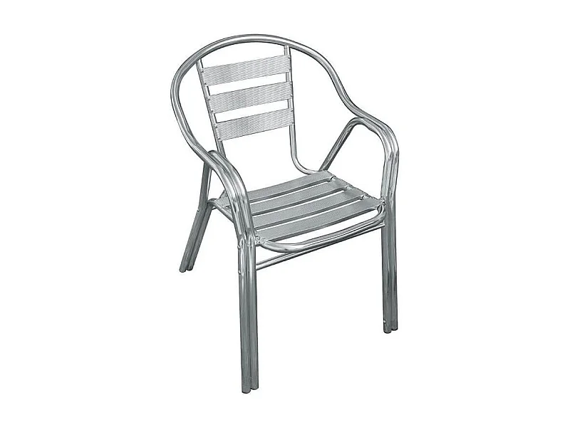 MilaniHome.it - Poltrona Bar Impilabile In Alluminio Con Braccioli E Doppio Tubo Per Esterno Portico Ristorante Gelateria Hotel Albergodi coloreGrigio